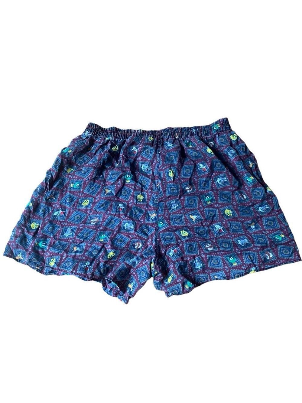 Vintage 90s Looney Tunes 100% Silk Taz Tweety Marvin the Martian Boxer Shorts M